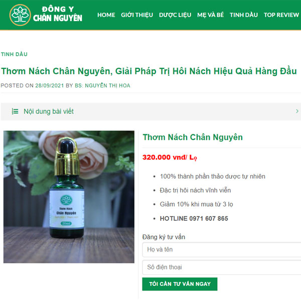 Hình ảnh Thơm Nách Chân Nguyên được bán tại website channguyen,vn